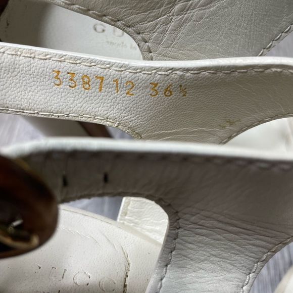 Authentic GUCCI White Soft Leather Chunky Heel Buckle Sandal Shoes  36.5 - Picture 5 of 7